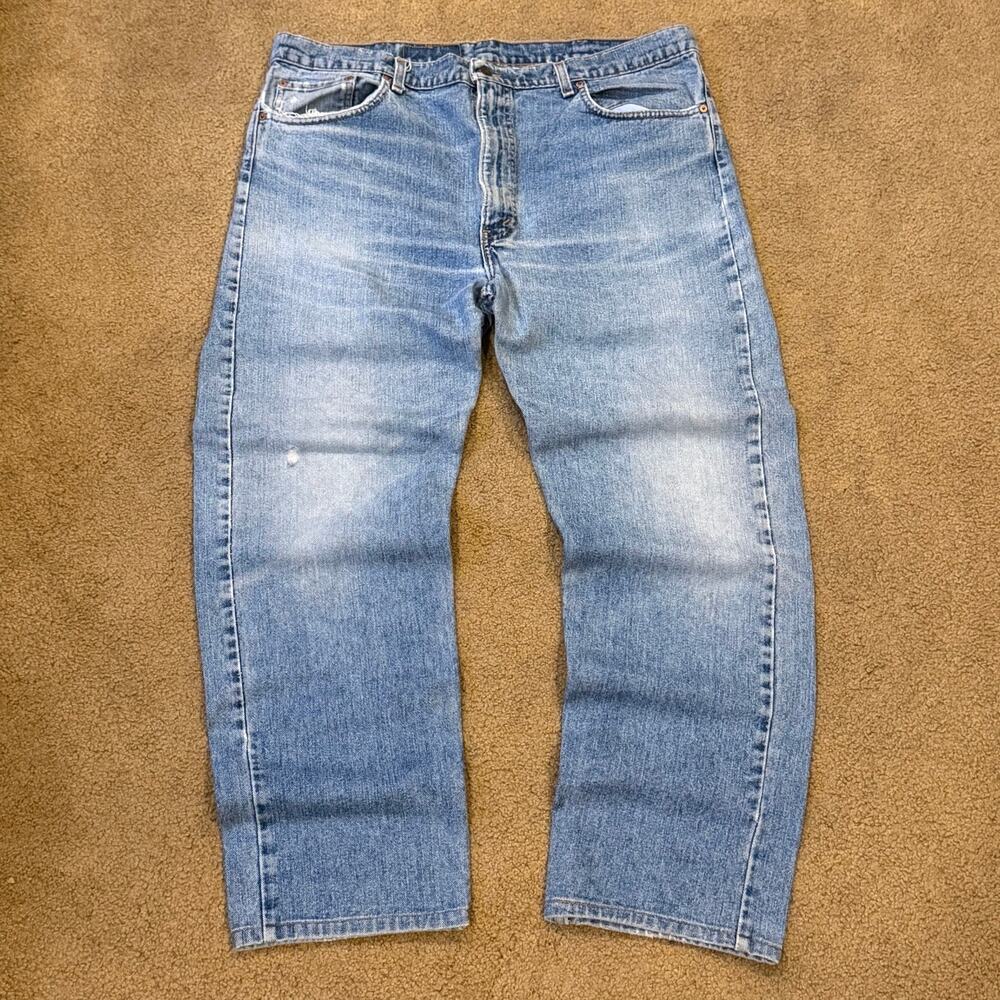 Vintage 90s Levi's 505 Distressed Faded Red Tab Denim Jeans Mens 39x30 Blue USA